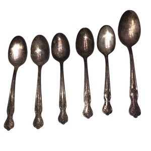 Vtg Wm Rogers Magnolia Lot Of 6 (5 Teaspoons  1 Tablespoon) Silver Plated‎